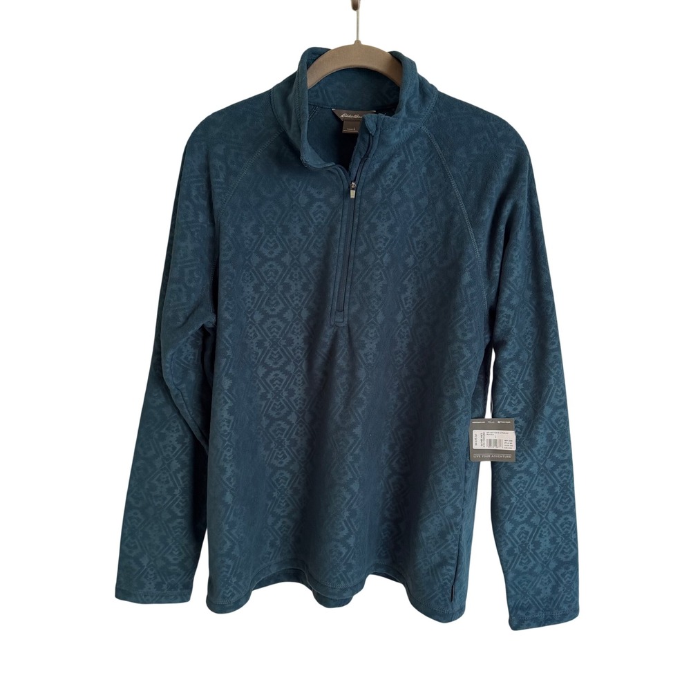 NWT Eddie Bauer Womens Large WR Fast Fleece 1/4 Zip Pullover Peacock Teal New